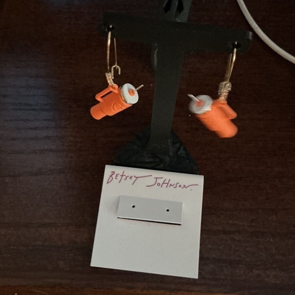 Betsey Johnson Vibrant Orange Stanley Earrings 2.5 “ Long - Picture 4 of 5